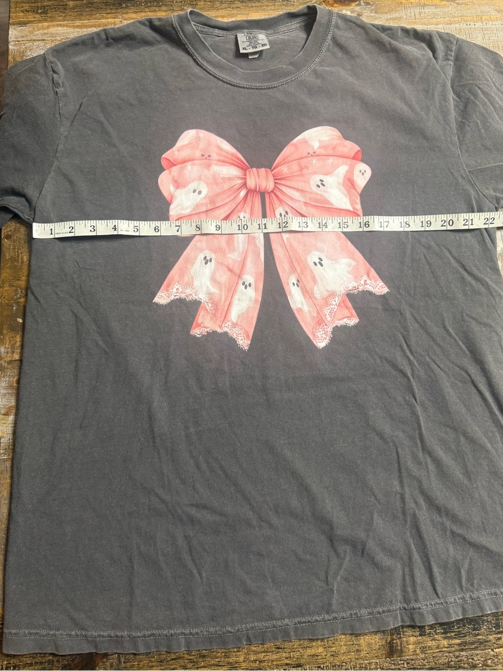 Comfort Colors Pink Ghost Bow Short Sleeve Tee - Picture 5 of 6